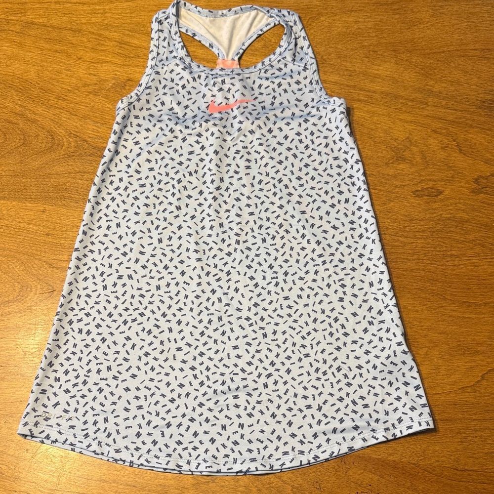 Nike White And Navy Patterned Tank Top